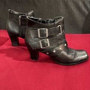 Harley-Davidson Women's Black Heeled Boots with Buckles